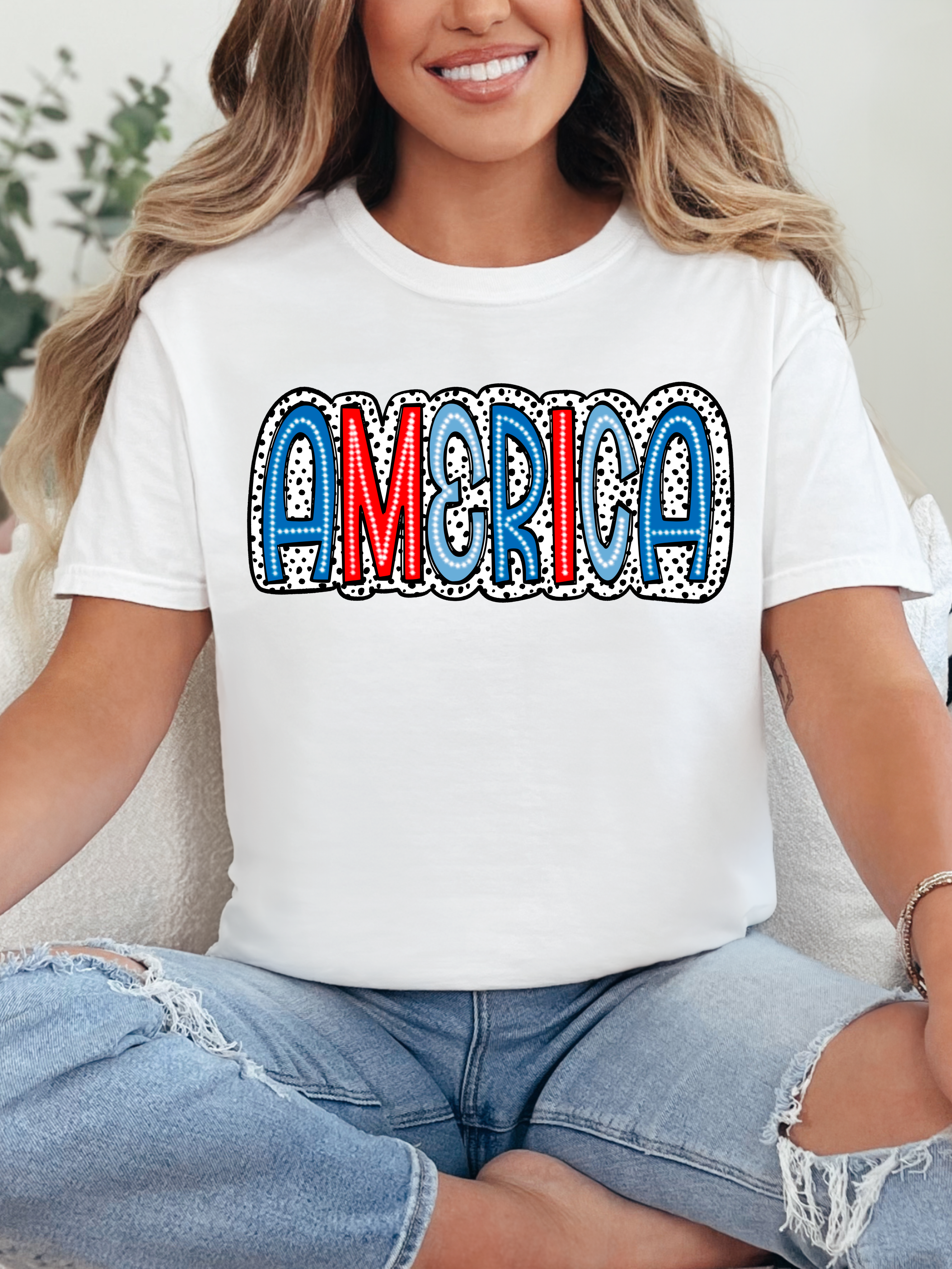 America Dalmatian Dots Graphic Tee